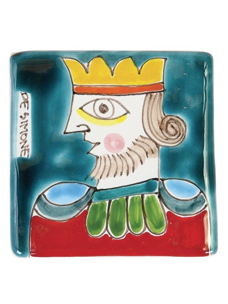 Decorative tile Folk King De Simone pottery TZT685FCFK-26