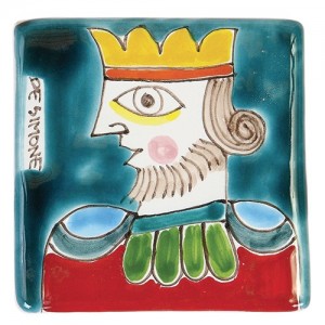 Decorative tile Folk King De Simone pottery TZT685FCFK-26