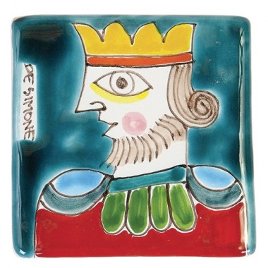 Decorative tile Folk King De Simone pottery TZT685FCFK-26