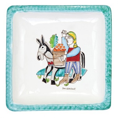 Piatto Quadrato Folk Carrettiere Arance PQFK-15