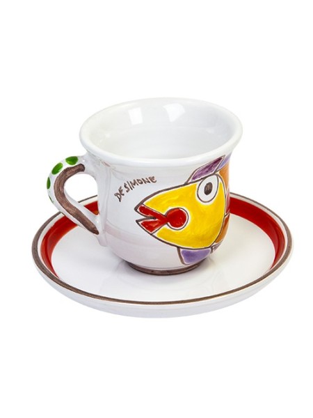 Cup with Saucer fish de simone pottery TZ72FK