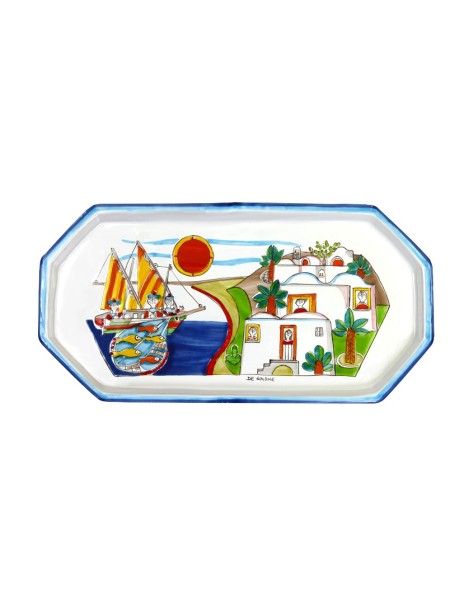 Vassoio Ottagonale Folk Pescatori VSS23BFK