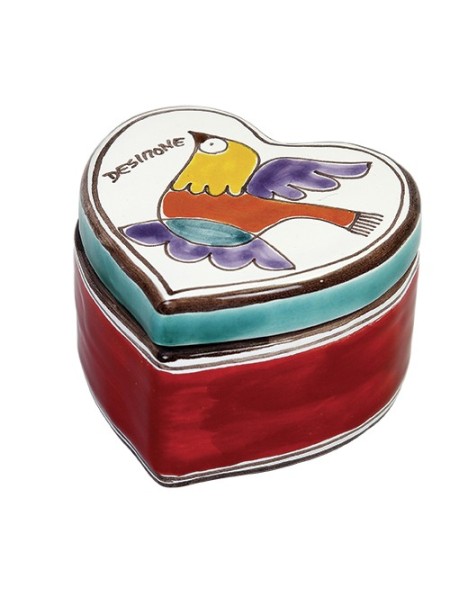 Scatola cuore Folk Uccello SC225FK