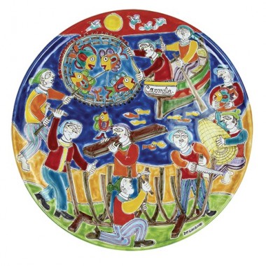 Sicilian ceramic circular Plate de simone pottery DS La Pesca PT45DS