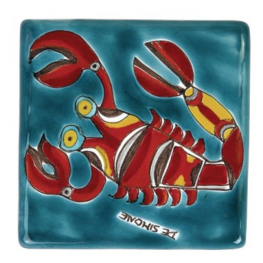 Decorative tile zodiac sign Scorpio sicilian ceramic de simone pottery