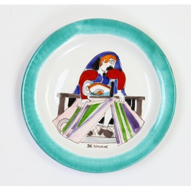 Piatto Tondo fatto a mano ceramiche de simone Sarta Folk PTFK-13