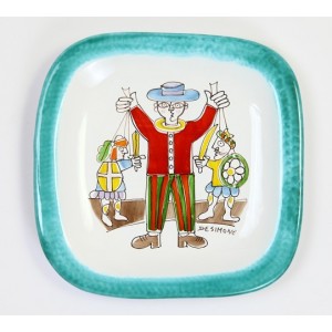 Rounded plate Folk Sicilian Puppets PQTFK-8