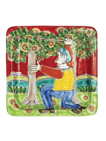 Piatto quadrato DS 20x20 Raccolta delle Castagne
