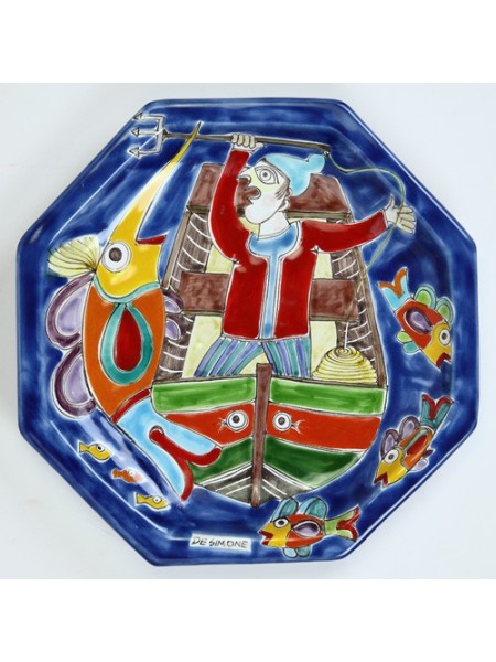 Octagonal Plate Folk DS POT25DS-07 fisherman de simone pottery