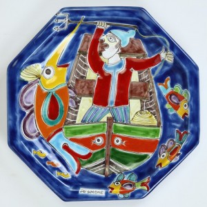 Piatto Ottagonale DS POT25DS-07 Ceramiche De Simone Pescatore