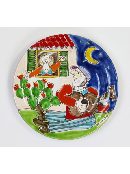 sicilian ceramic handmade Circular Plate serenade de simone pottery DS 18 cm PT18DS-11