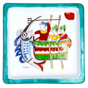 Piatto Quadrato 37x37 Folk Pescatori
