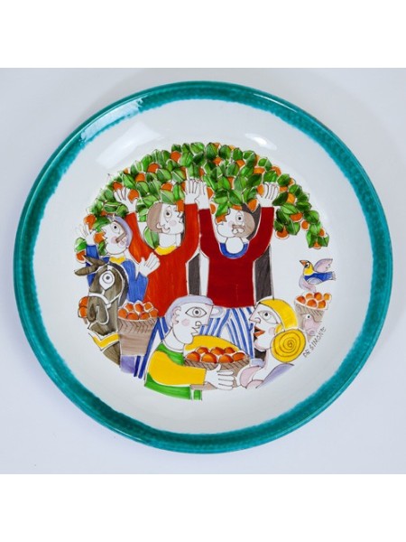 Piatto tondo Folk Raccolta delle Arance PT35FK-02