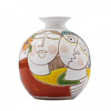 Vaso elaborato Fidanzati Folk VS507FKE ceramiche de simone 25 cm