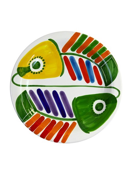 Handmade sicilian ceramic Round plate Filicudi De Simone Pottery