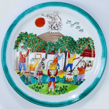 Piatto Tondo Folk Raccolta delle Arance PT45FK