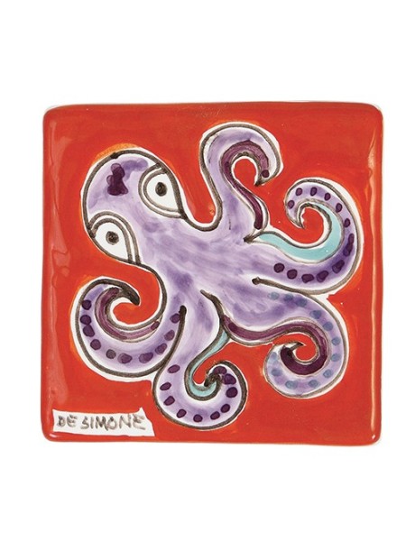 Decorative tile Folk Octopus De Simone pottery TZT685FCFK-20