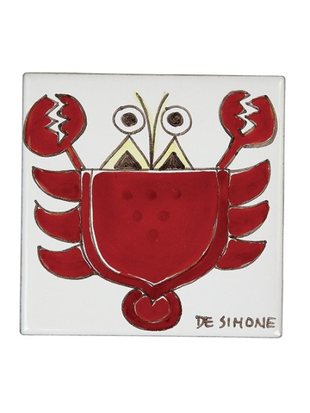 Ceramic Wall Tile Folk Cancer TZT685FK-02 De Simone Pottery
