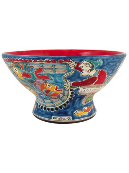 Sicilian ceramic Centerpiece de simone pottery Fisherman DS CNT241CDS