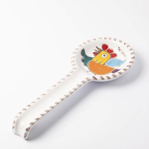 Round spoon rest Folk Rooster