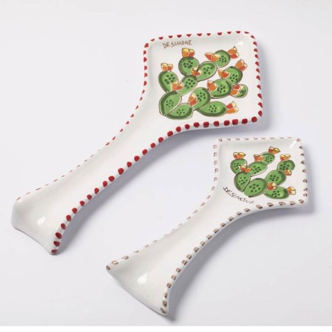 Handmade sicilian Spoon rest Folk Prickly Pears De Simone Pottery