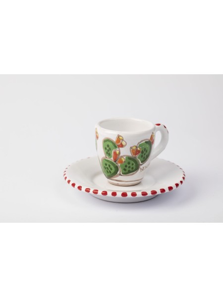 Tazzina da caffè Piattino fichi d'india ceramiche de simone Folk TZZ56FC