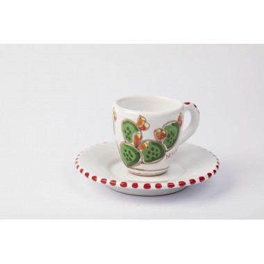 Tazzina da caffè Piattino fichi d'india ceramiche de simone Folk TZZ56FC