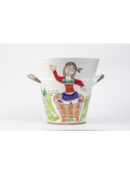 Sicilian ceramic Ice Bucket Folk SPG5FKE de simone pottery
