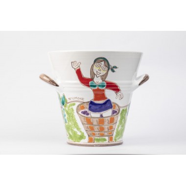 Sicilian ceramic Ice Bucket Folk SPG5FKE de simone pottery