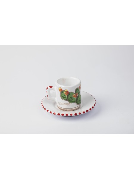 Tazzina caffè Piattino ceramica Folk Fichi d'India TZZ58FC