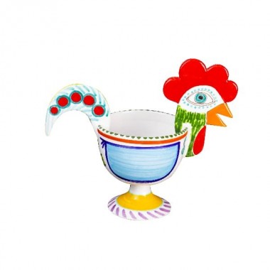 Gallo Portapianta in ceramica decorato a mano GL203