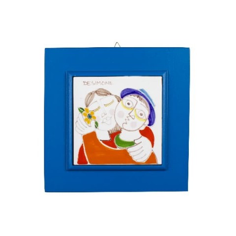 Piastrella incorniciata fidanzati PI297CL ceramiche de simone blu