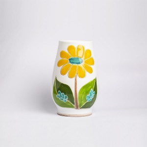 Vaso Tondo Folk margherita Fiori ceramiche de simone VS558FK