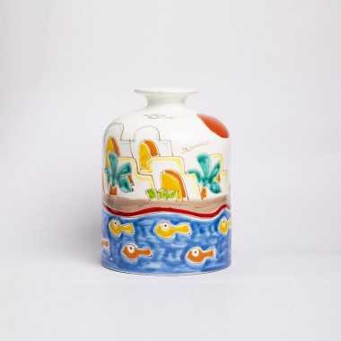 Vaso Tondo dammusi ceramiche artigianali siciliane VS583DA lato