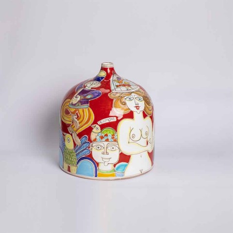 Handmade ceramic cachepot DS VS647LT de simone sicilian pottery