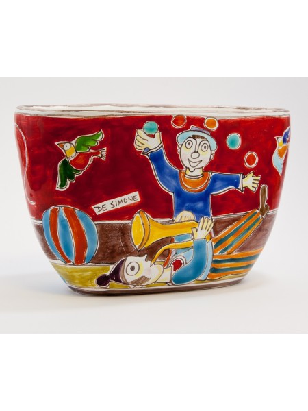 Handmade sicilian ceramic Vase DS Jugglers VS730BDS de simone pottery