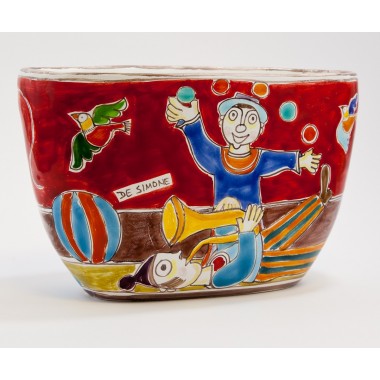 Handmade sicilian ceramic Vase DS Jugglers VS730BDS de simone pottery