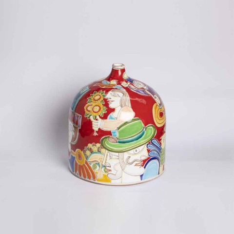 Handmade ceramic Vase DS VS647LT de simone sicilian pottery