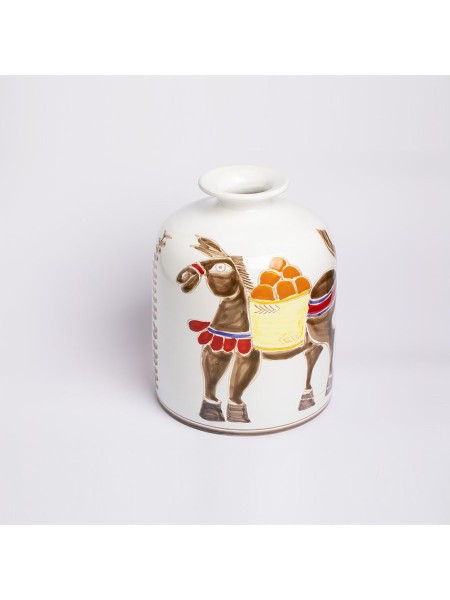 Round Vase Folk Donkey VS583FK-1 de simone pottery