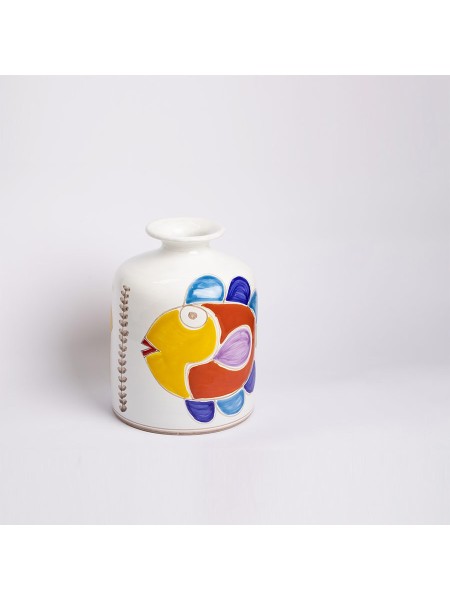 Vaso Tondo pesce ceramiche de simone Folk VS583FK-3