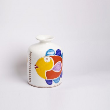 Vaso Tondo pesce ceramiche de simone Folk VS583FK-3