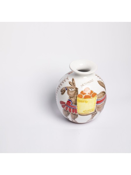 Round Cachepot Folk VS507FK-AS de simone pottery donkey