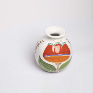 Vaso Tondo siciliano artigianale ceramiche de simone Folk Tulipano VS507FK-TU