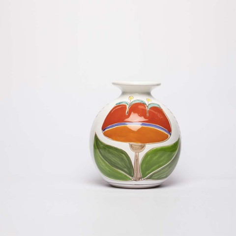 Vaso Tondo fatto a mano ceramiche siciliane de simone Tulipano Folk VS507FK-TU