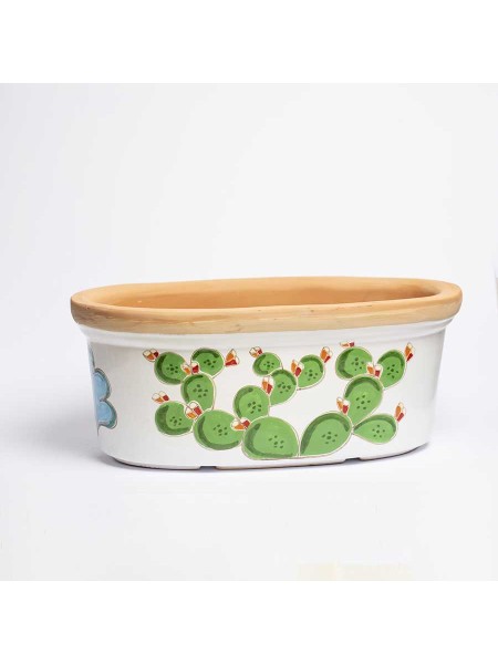 Fioriera ovale ceramica de simone fichi d'india Folk VSPO819FK-FC