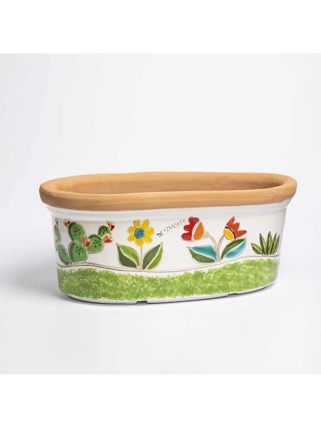 Ceramic planter de simone pottery Folk VSPO819FK-FC