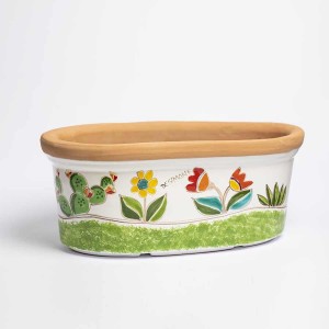 Ceramic planter de simone pottery Folk VSPO819FK-FC