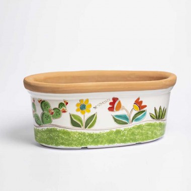 Ceramic planter de simone pottery Folk VSPO819FK-FC