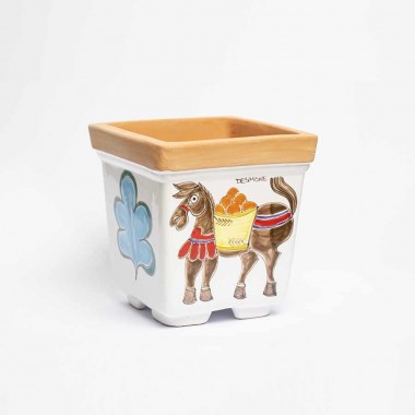 Vaso Porta Pianta Folk Asino ceramiche de simone VSPQAS