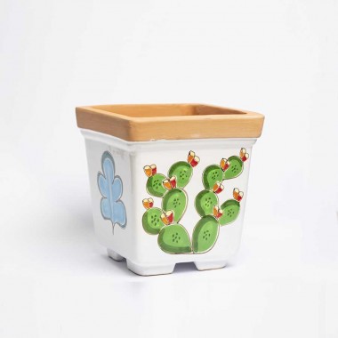 Vaso Porta Pianta fico d'india ceramiche de simone Folk VSPQFC